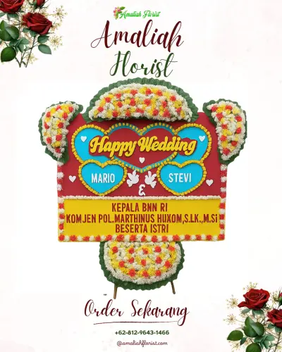 Karangan Papan Bunga Pernikahan di Gesing